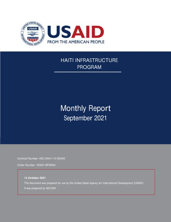 Haiti Infrastructure Program September 2021 Monthly Report