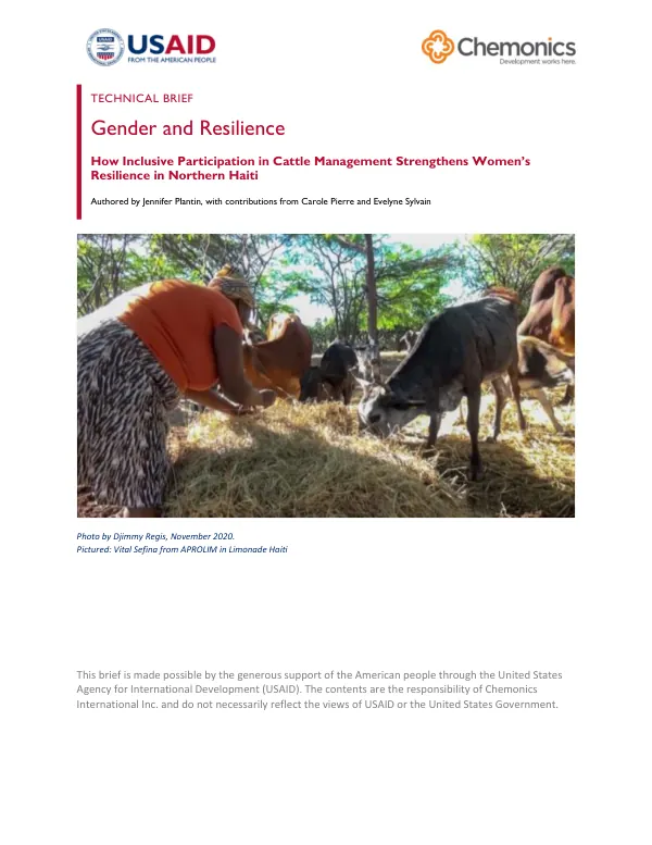 Technical Brief: Gender and Resilience - How Inclusive Participation in Cattle Management Strengthens Women’s Resilience in Northern Haiti