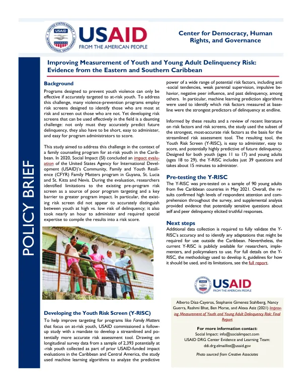 Improving Measurement of Youth and Young Adult Delinquency Risk: Evidence from the Eastern and Southern Caribbean