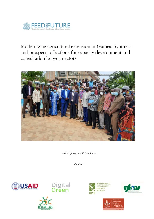 Modernizing agricultural extension in Guinea: Synthesis and prospects of actions for capacity development and consultation between actors