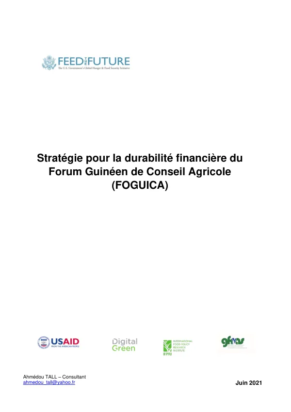 Stratégie pour la durabilité financière du Forum Guinéen de Conseil Agricole