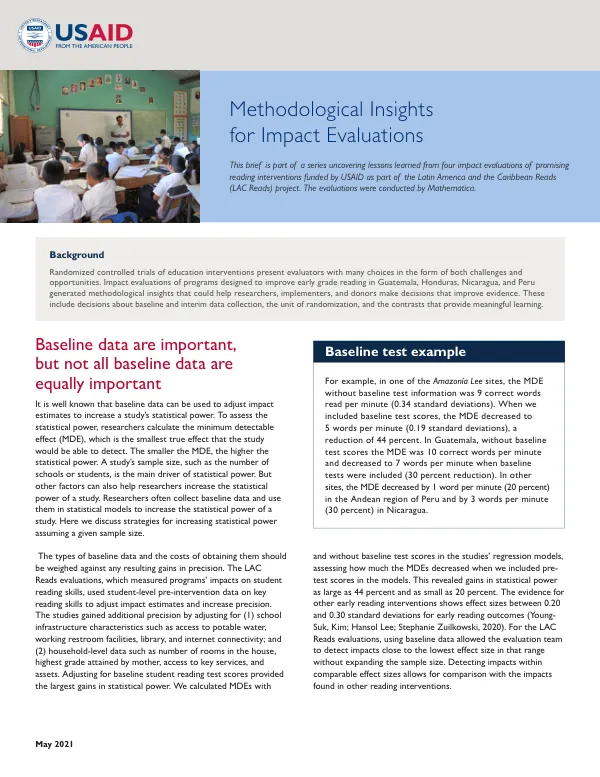 Methodological Insights for Impact Evaluations