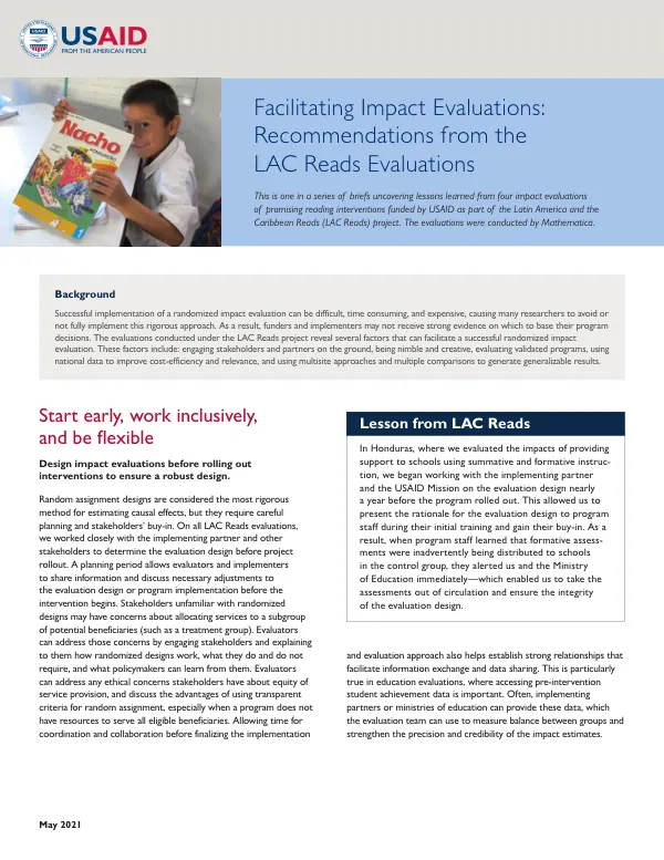 Facilitating Impact Evaluations: Recommendations from the LAC Reads Evaluations