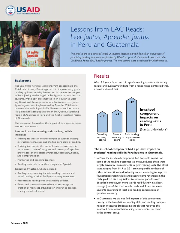 Lessons from LAC Reads: Leer Juntos, Aprender Juntos in Peru and Guatemala