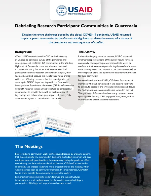 Debriefing Research Participant Communities in the Western Highlands of Guatemala