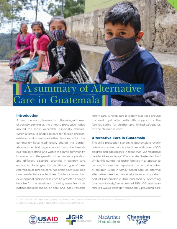 Alternative Care in Guatemala: An Analysis of Kinship Care and Foster Care
