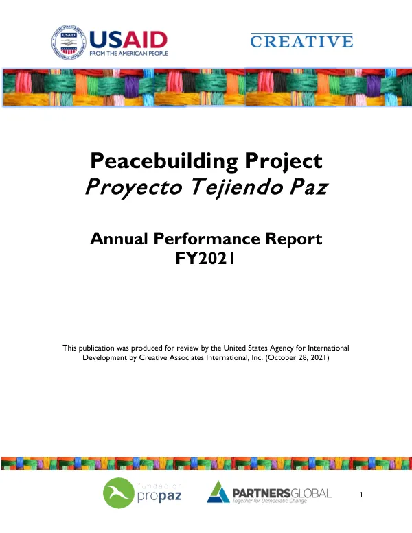 Annual Performance Report FY2021: Peacebuilding Project