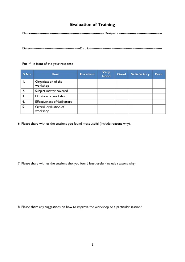 Evaluation of Training