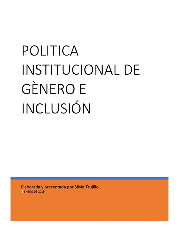 Política Institucional de Género e Inclusión