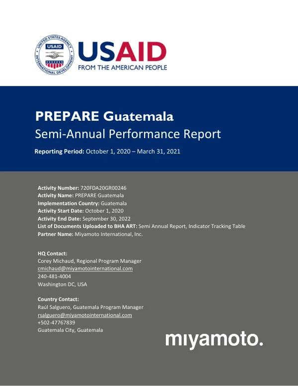 Semi-Annual Performance Report: PREPARE Guatemala