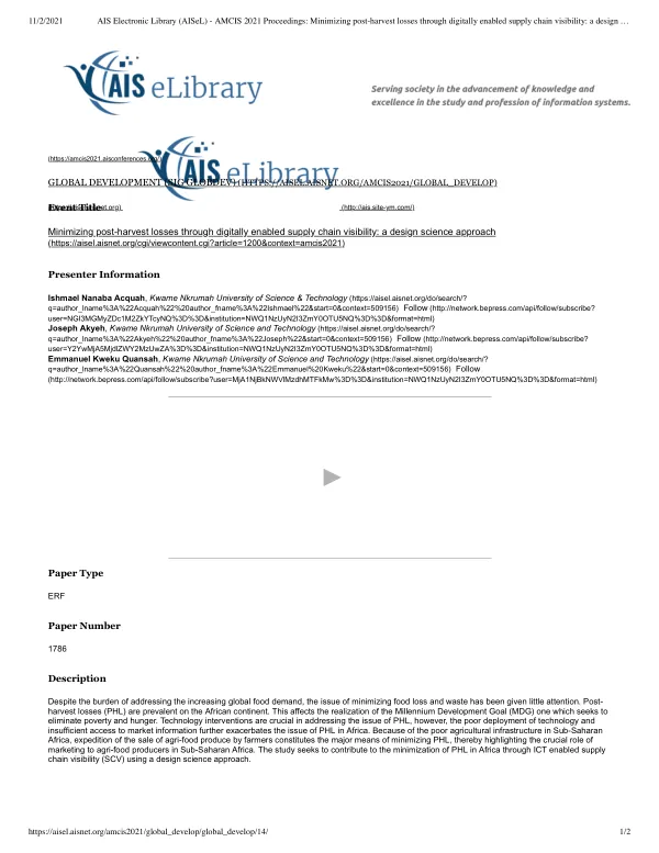 Minimizing post-harvest losses through digitally enabled supply chain visibility: a design science approach