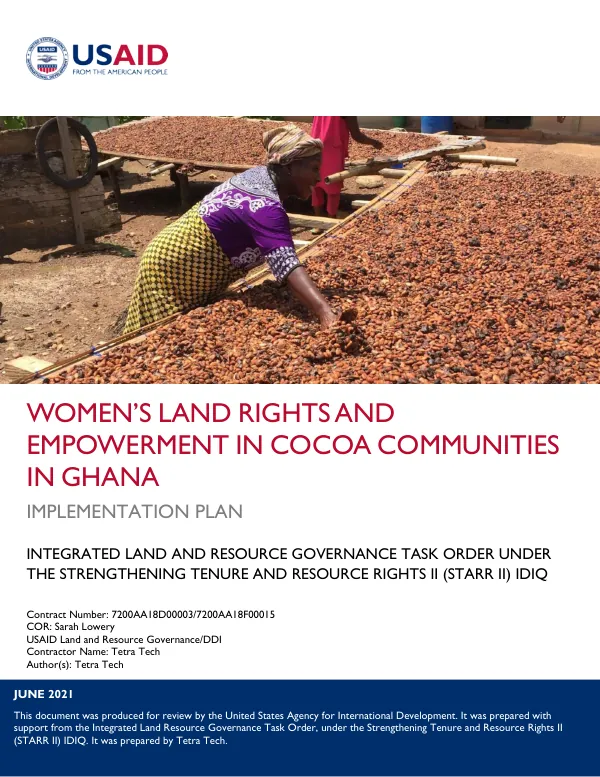 Women’s Land Rights and Empowerment in Cocoa Communities in Ghana: Implementation Plan