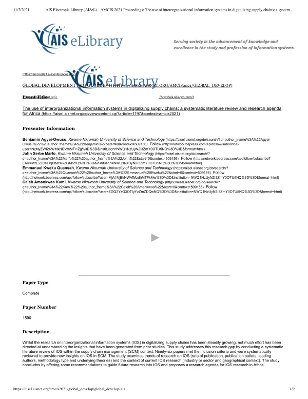The use of interorganizational information systems in digitalizing supply chains: a systematic literature review and research agenda for Africa