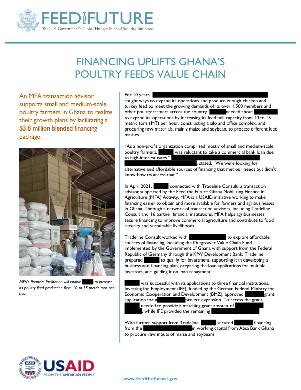 FINANCING UPLIFTS GHANA'S POULTRY FEEDS VALUE CHAIN