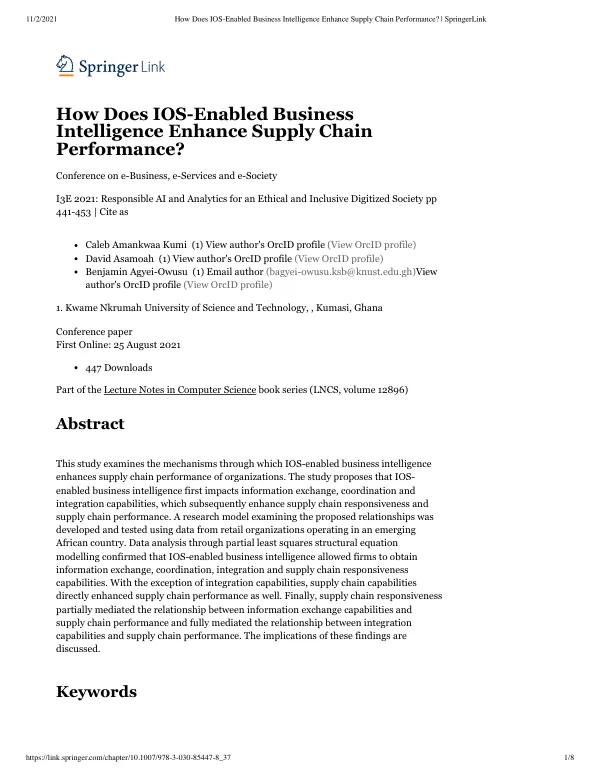 How Does IOS-Enabled Business Intelligence Enhance Supply Chain Performance?