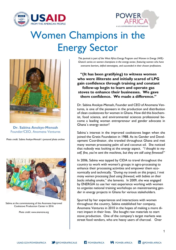 Women Champions in the Energy Sector: Dr. Sabina Anokye-Mensah