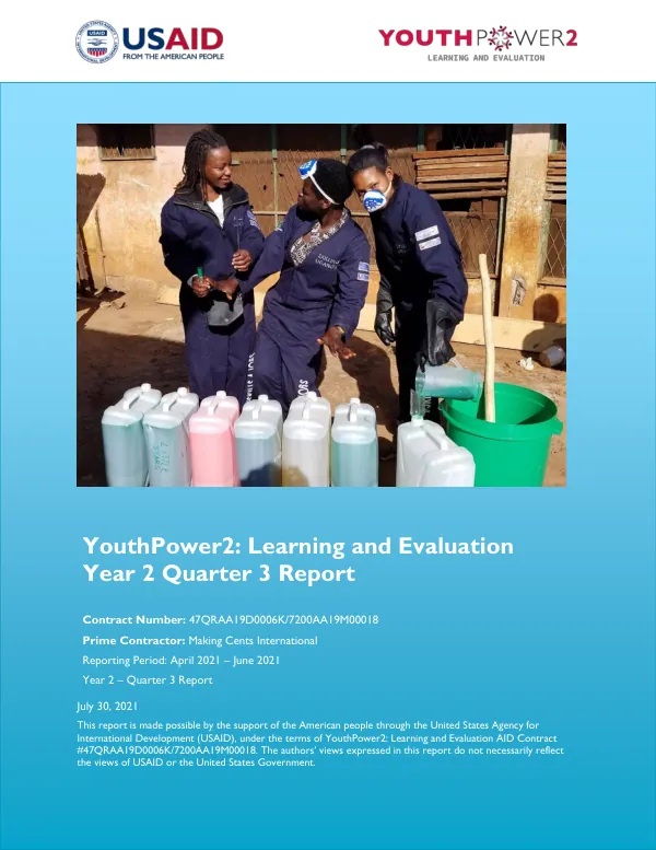 YouthPower2: Learning and Evaluation Quarterly Report Year 2 Q3