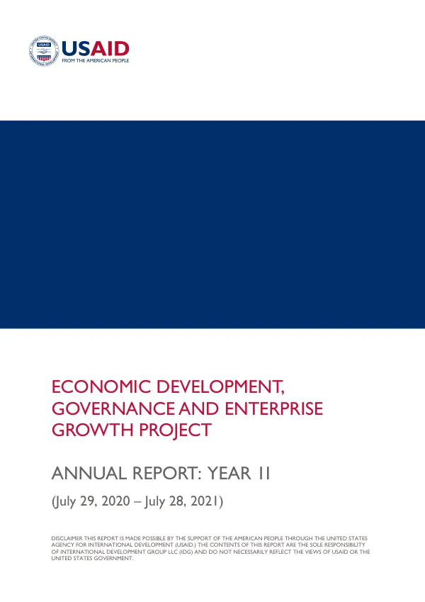 Economic Development, Governance and Enterprise Growth Project: Annual Report - Year 1I
