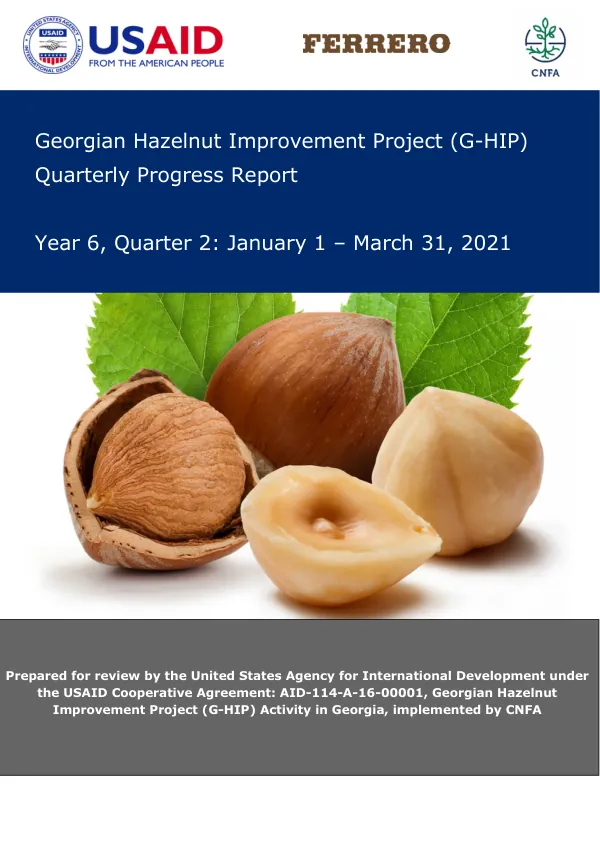 Georgian Hazelnut Improvement Project (G-HIP) Quarterly Progress Report