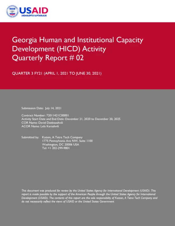 HICD Activity Quarterly Report # 02
