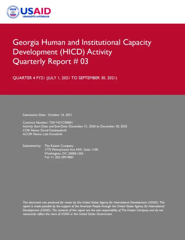 HICD Activity Quarterly Report # 04