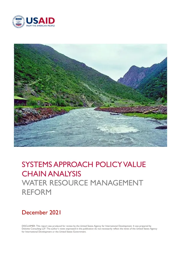 Systems Approach Policy Value Chain Analysis - WRM Reform
