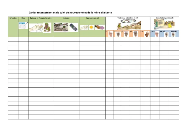 Cahier recensement et de suivi du nouveau-né et de la mère allaitante