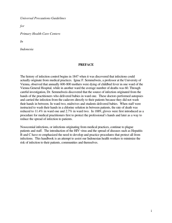 Universal precautions guidelines for primary health care centers in Indonesia