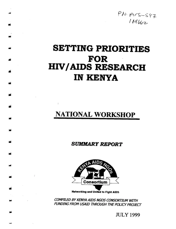 Setting priorities for HIV/AIDS research in Kenya : national workshop -- summary report