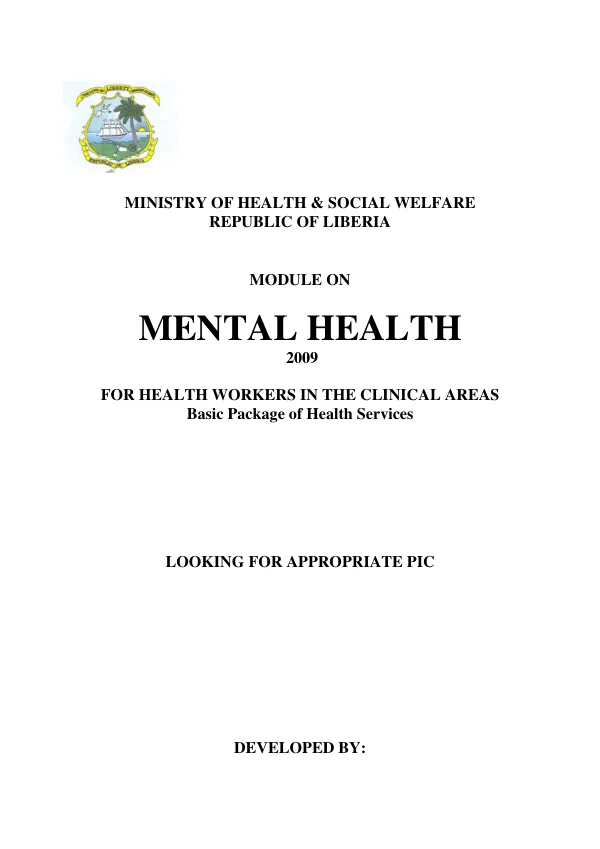 Mental Health Module for Health Workers in the Clinical Areas