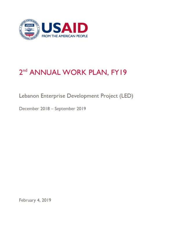 2nd Annual Work Plan: Lebanon Enterprise Development Project