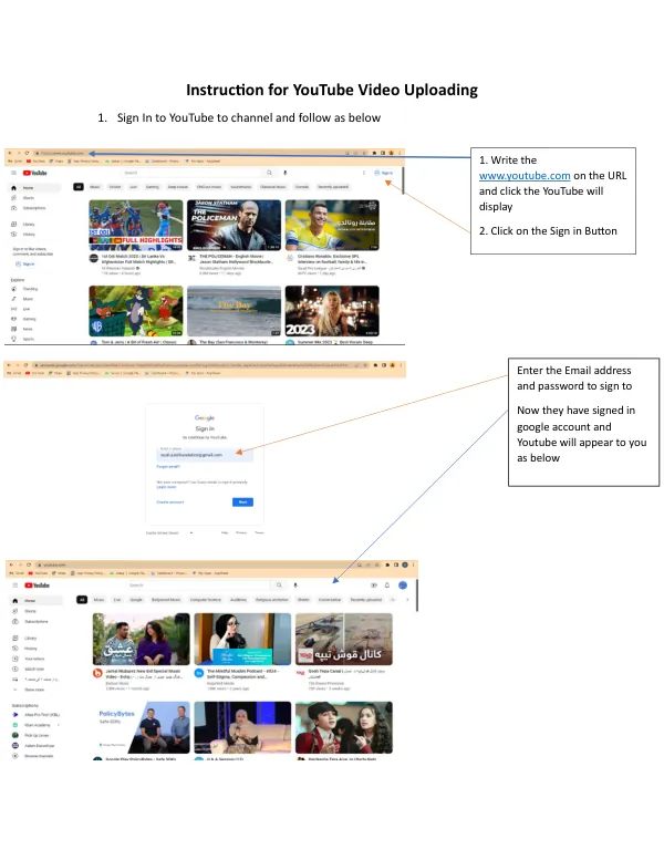 Instruction for YouTube Video Uploading