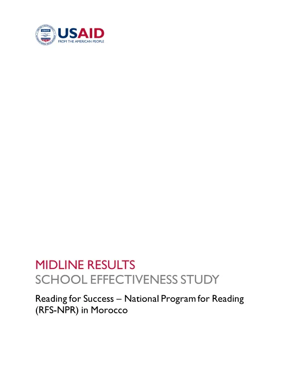 Reading for Success National Program for Reading (RFS NPR) – School Effectiveness Study (Midline Results)
