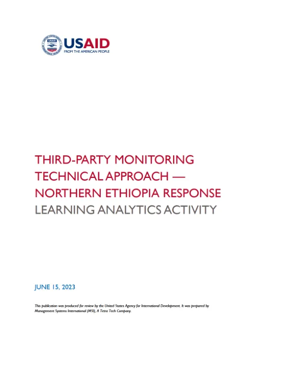 Third-Party Monitoring Technical Approach — Northern Ethiopia Response Learning Analytics Activity