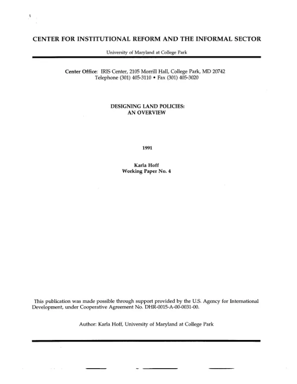 Designing land policies : an overview