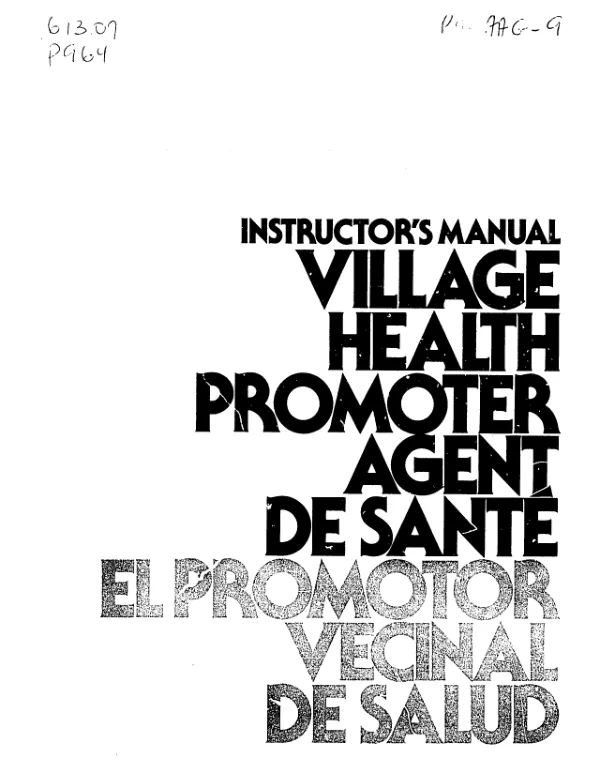 Health Care Training Manual for the Village Health Promoter