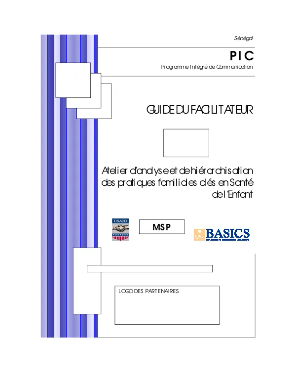 Guide du Facilitateur pour l'Analyse et la Hiérarchisation des Pratiques Familiales Clés en Santé de l'Enfant