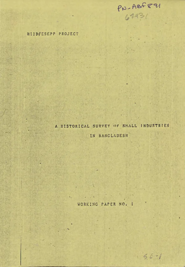 Historical survey of small industries in Bangladesh