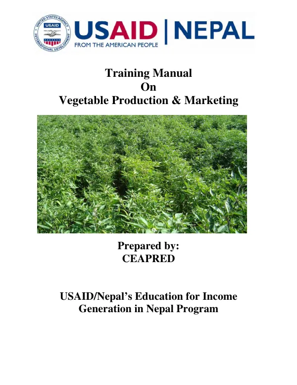 Training Manual for Vegetable Production and Marketing