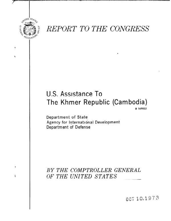 U.S. Assistance to the Khmer Republic (Cambodia)