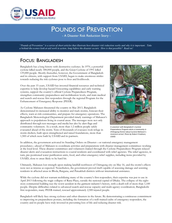 Pounds of Prevention: A Disaster Risk Reduction Story - Bangladesh