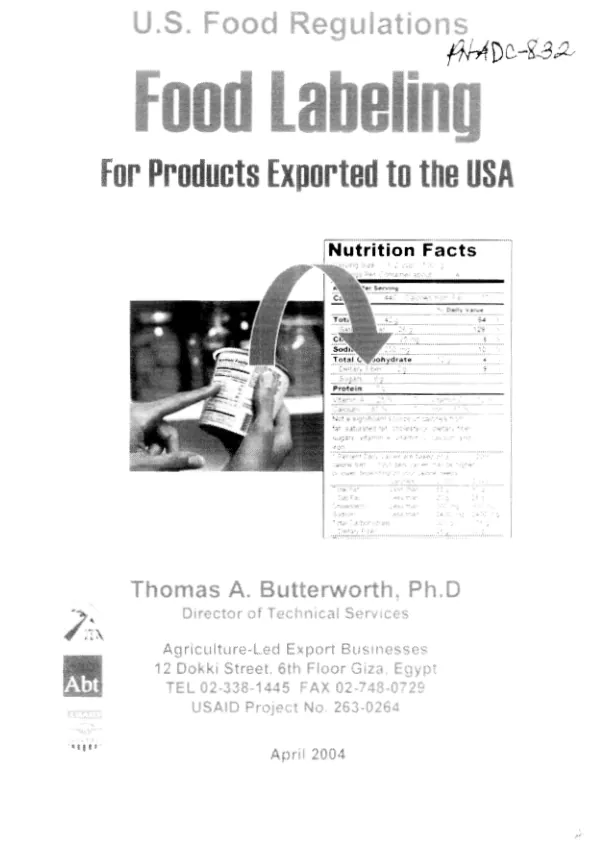 U.S. Food Regulations: A Guide for Exporting Processors