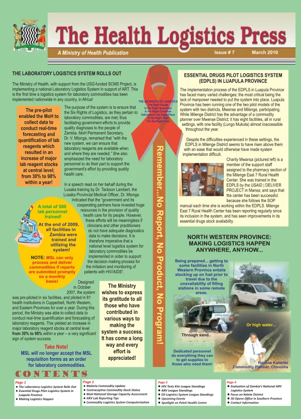 The Health Logistics Press, A Ministry of Health Publication, Issue no 7