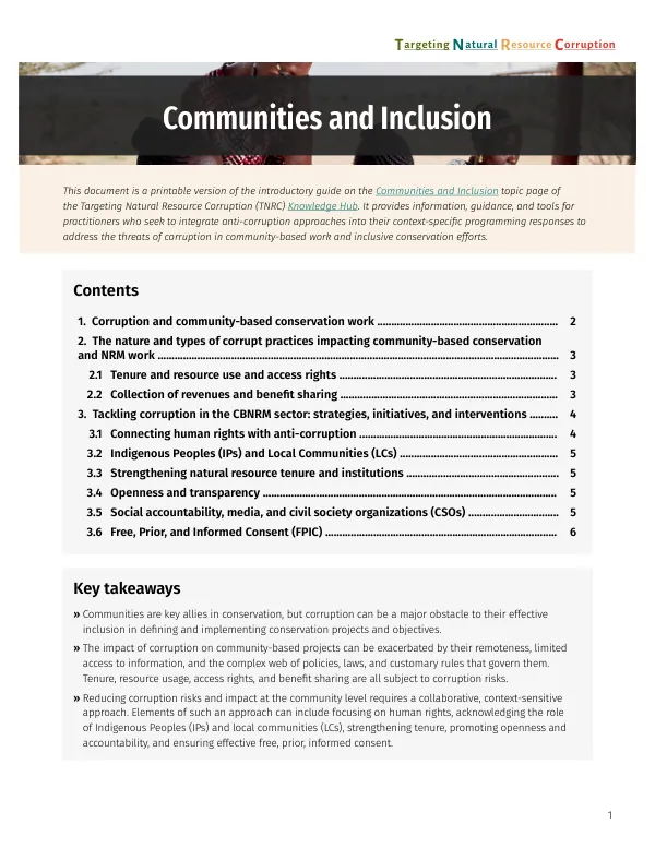 Communities and Inclusion: Targeting Natural Resource Corruption