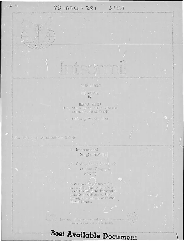 Intsormil trip report : The Gambia, February 21-24, 1983