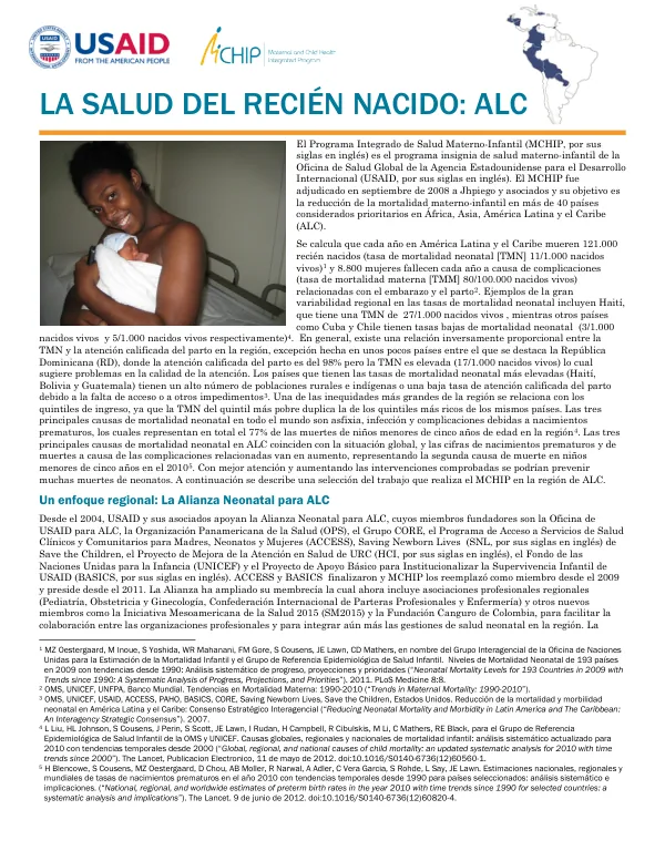 La Salud del Recien Nacido: ALC