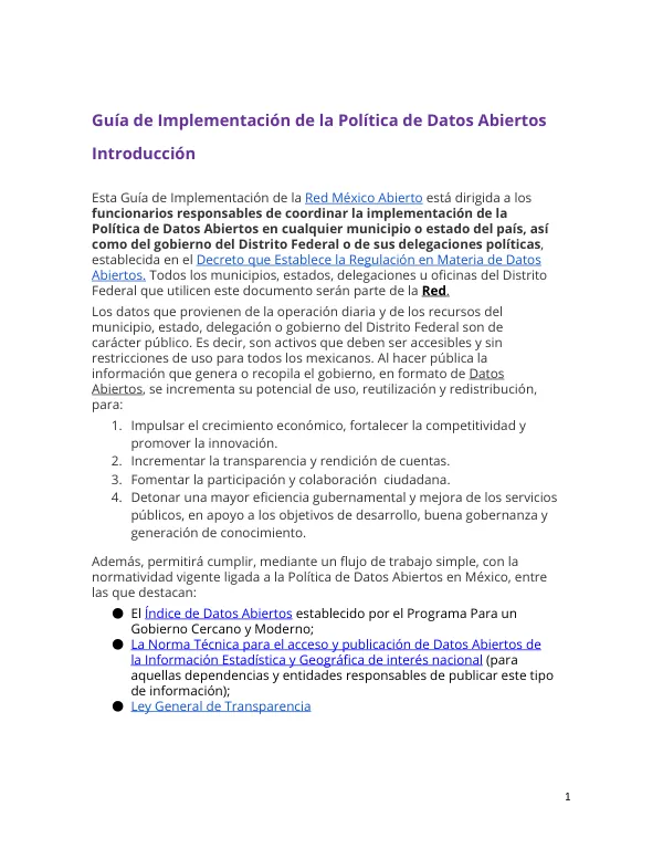 Guía de Implementación de la Política de Datos Abiertos