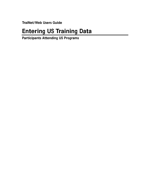 TraiNet/Web Users Guide