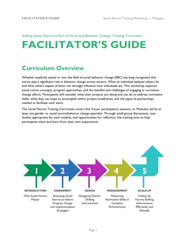 Social Norms Training Workshop Facilitator’s Guide