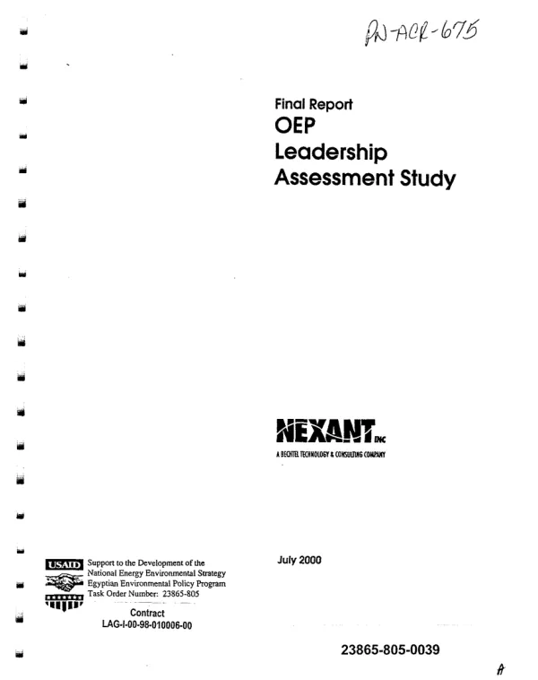 Final report : OEP (Organization for Energy Planning) leadership assessment study